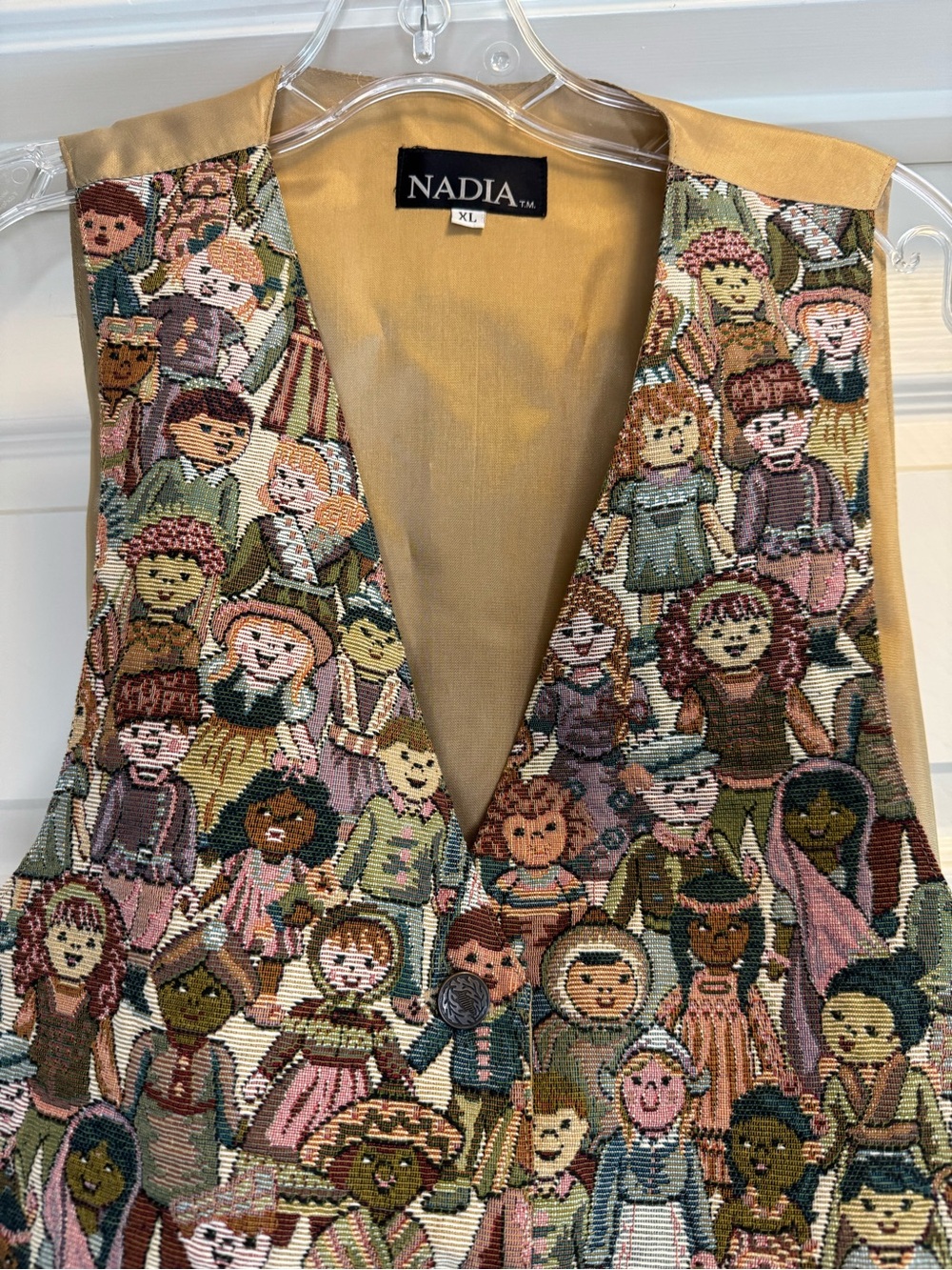 Vintage NADIA Tapestry “Children of the World” Print Vest XL
